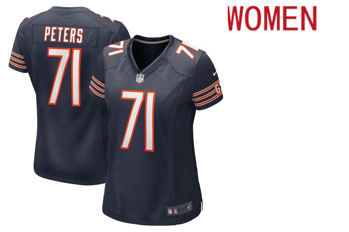 Women Chicago Bears #71 Jason Peters Nike Navy Game NFLJersey